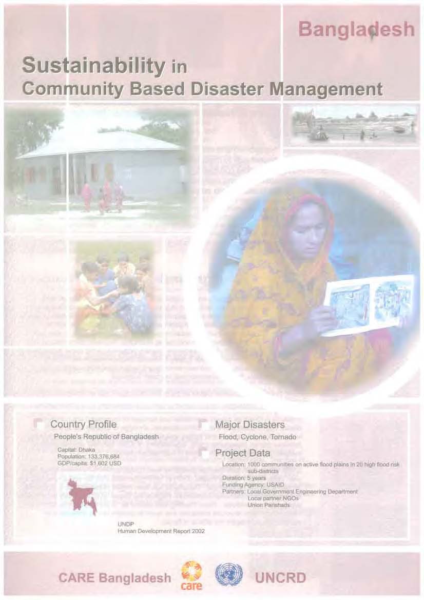 Cover of the brochure of Sustainability in Community-based Disaster Management