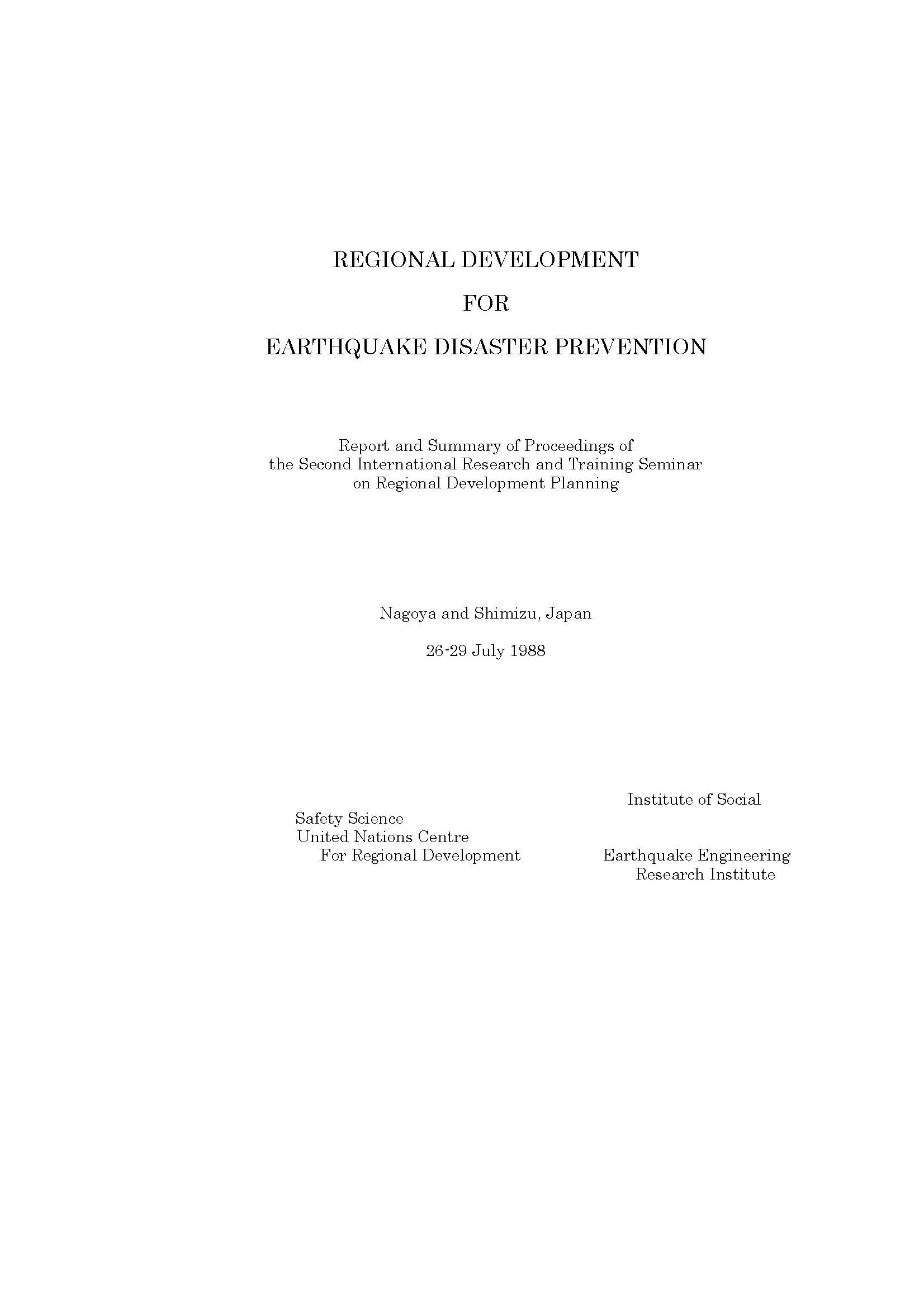 Cover of Report and Summary of Proceedings of the Second International Research and Training Seminar
