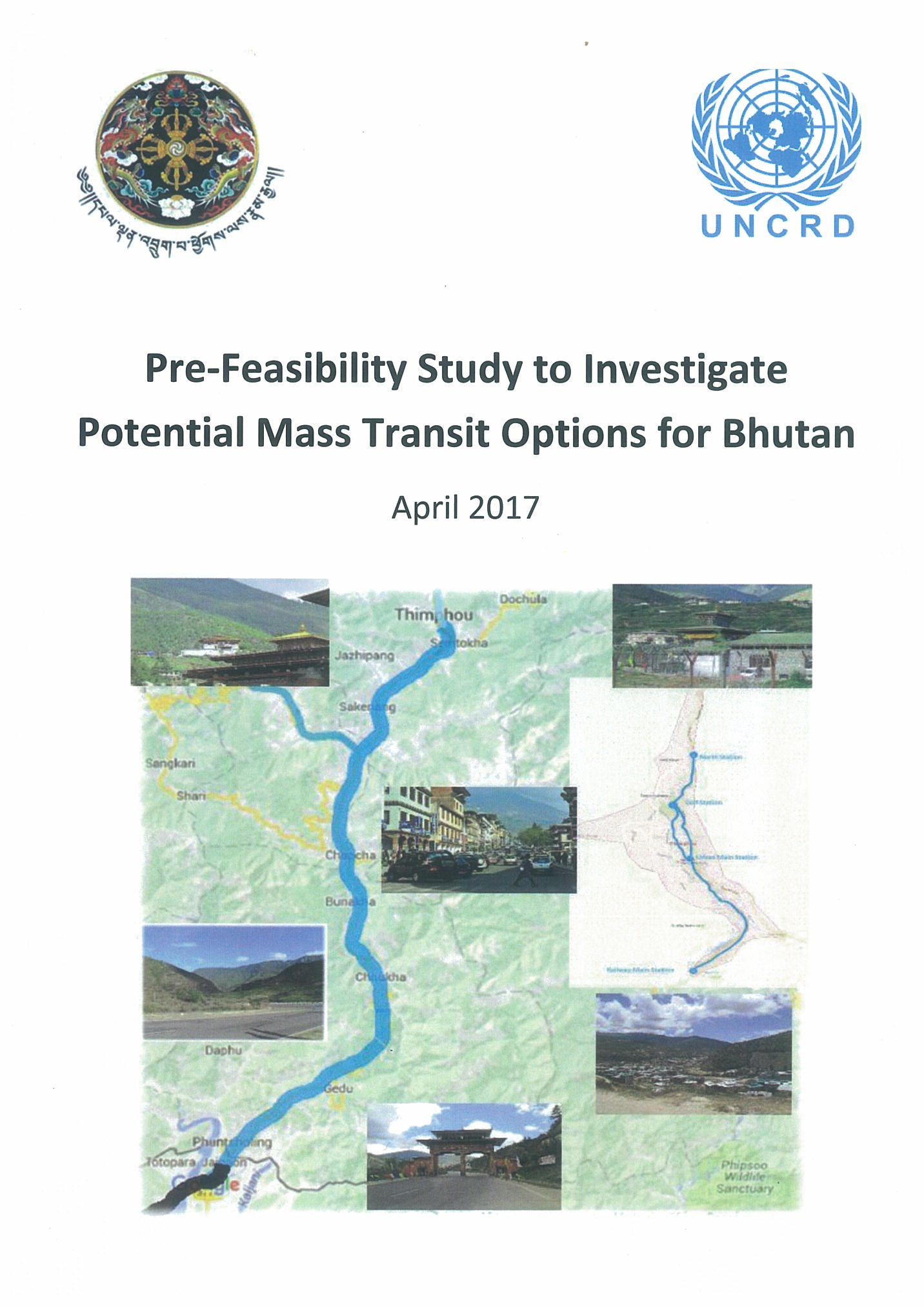 Cover of the report, Pre-Feasibility Study to Investigate Potential Mass Transit Options for Bhutan