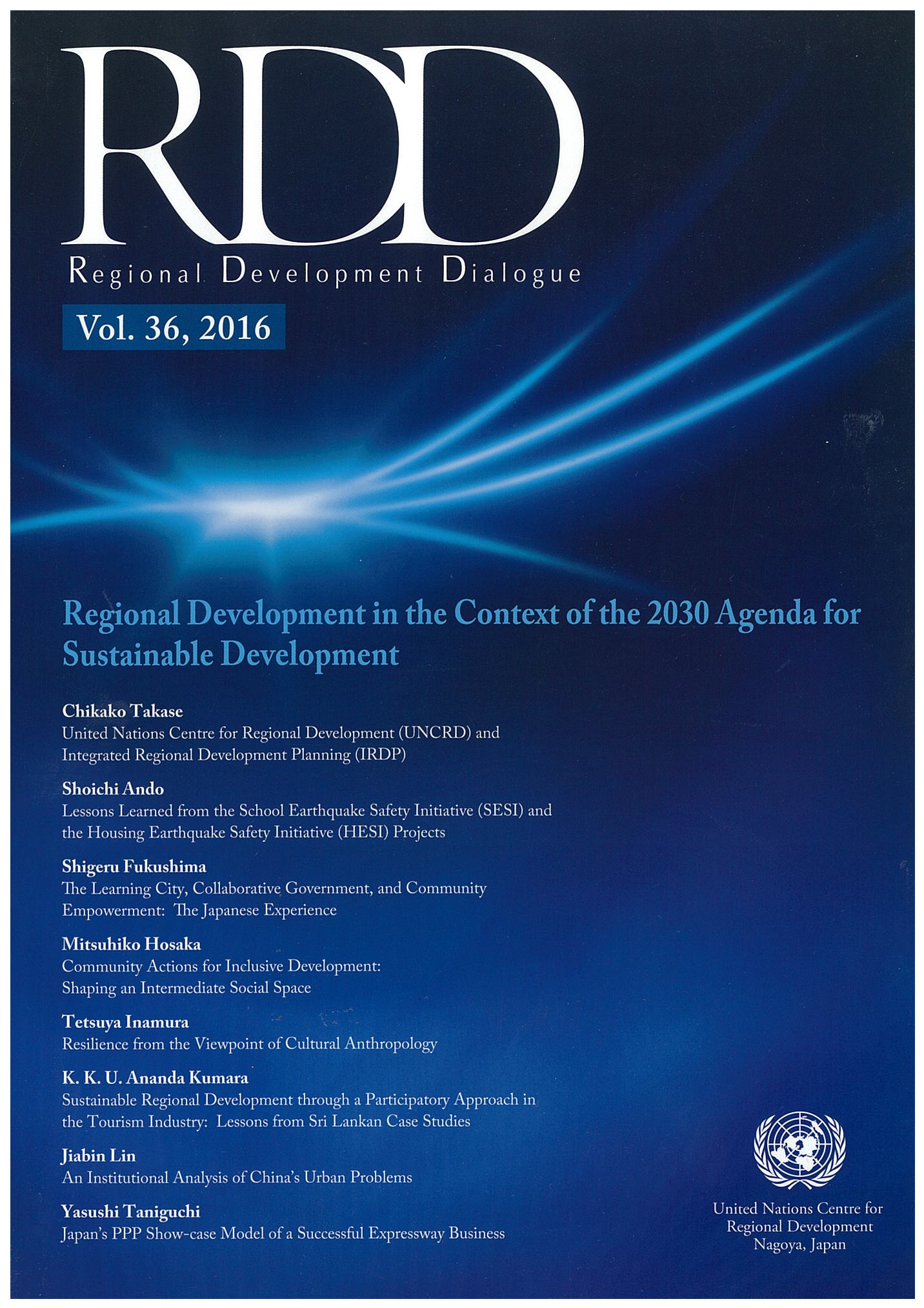 Cover of Regional Development Dialogue (RDD), Vol. 36, 2016