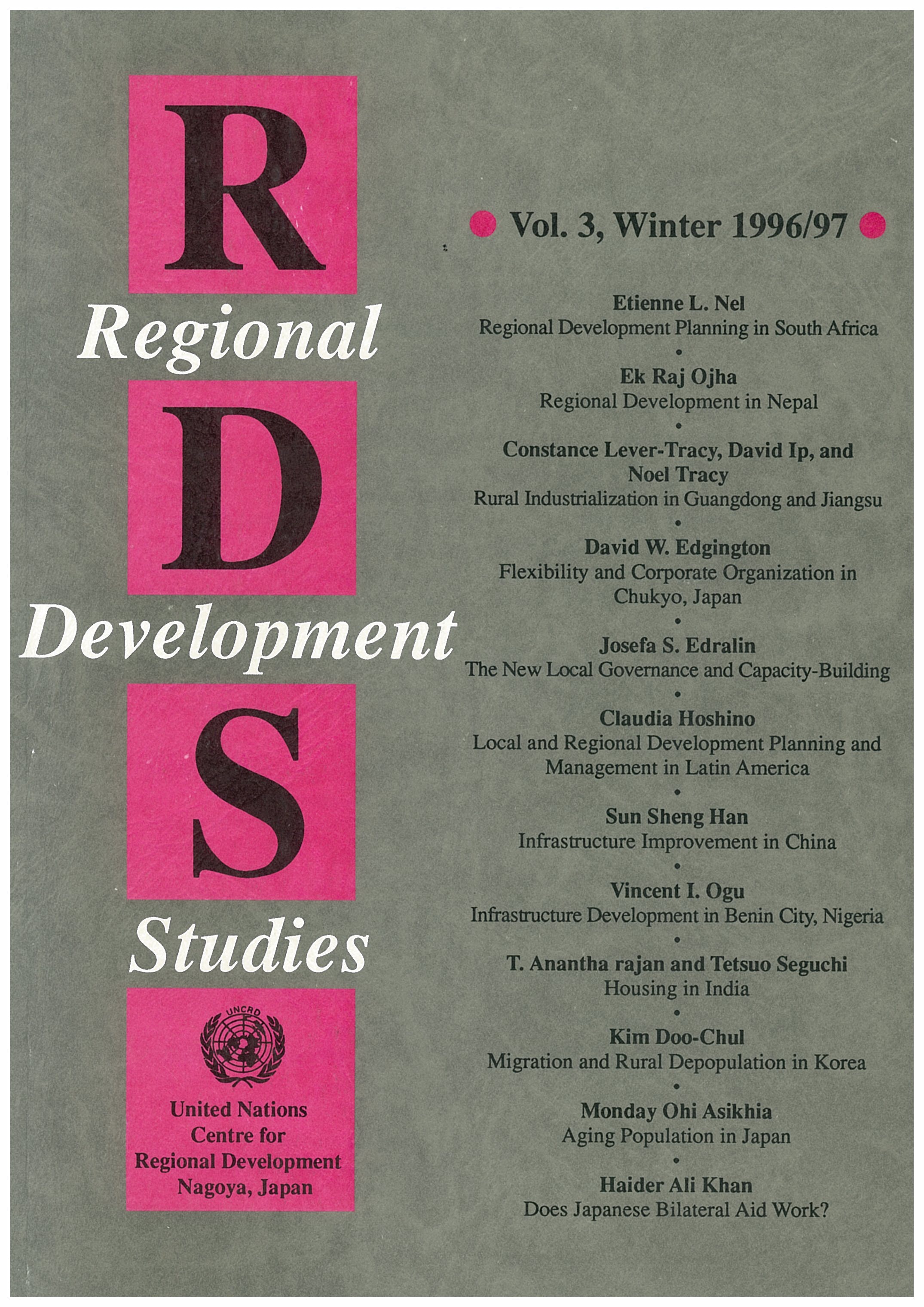 Cover of Regional Development Studies, Vol. 3, Winter 1996/97