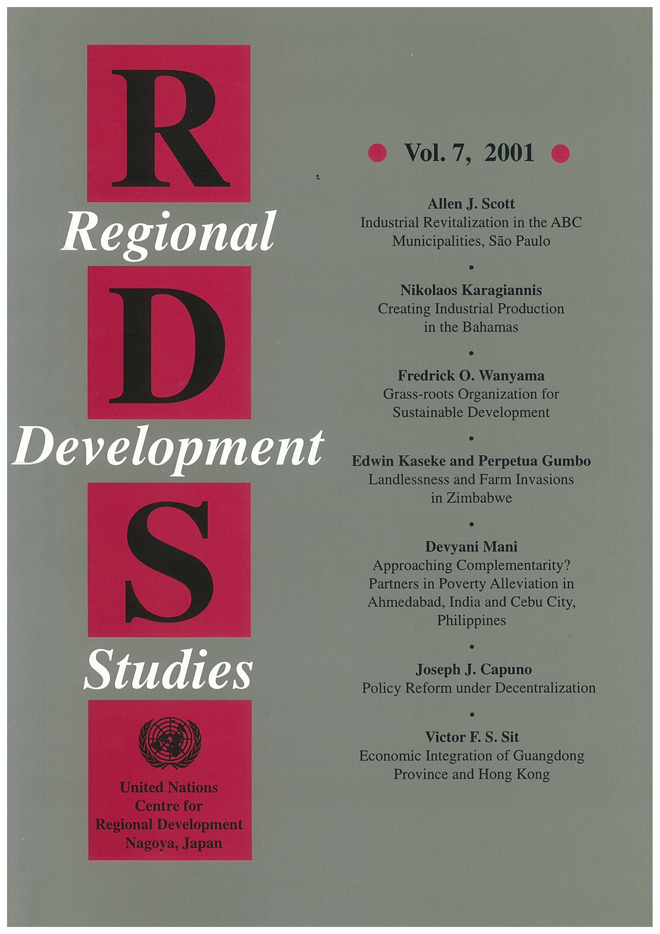 Regional Development Studies (RDS), Vol. 7, 2001