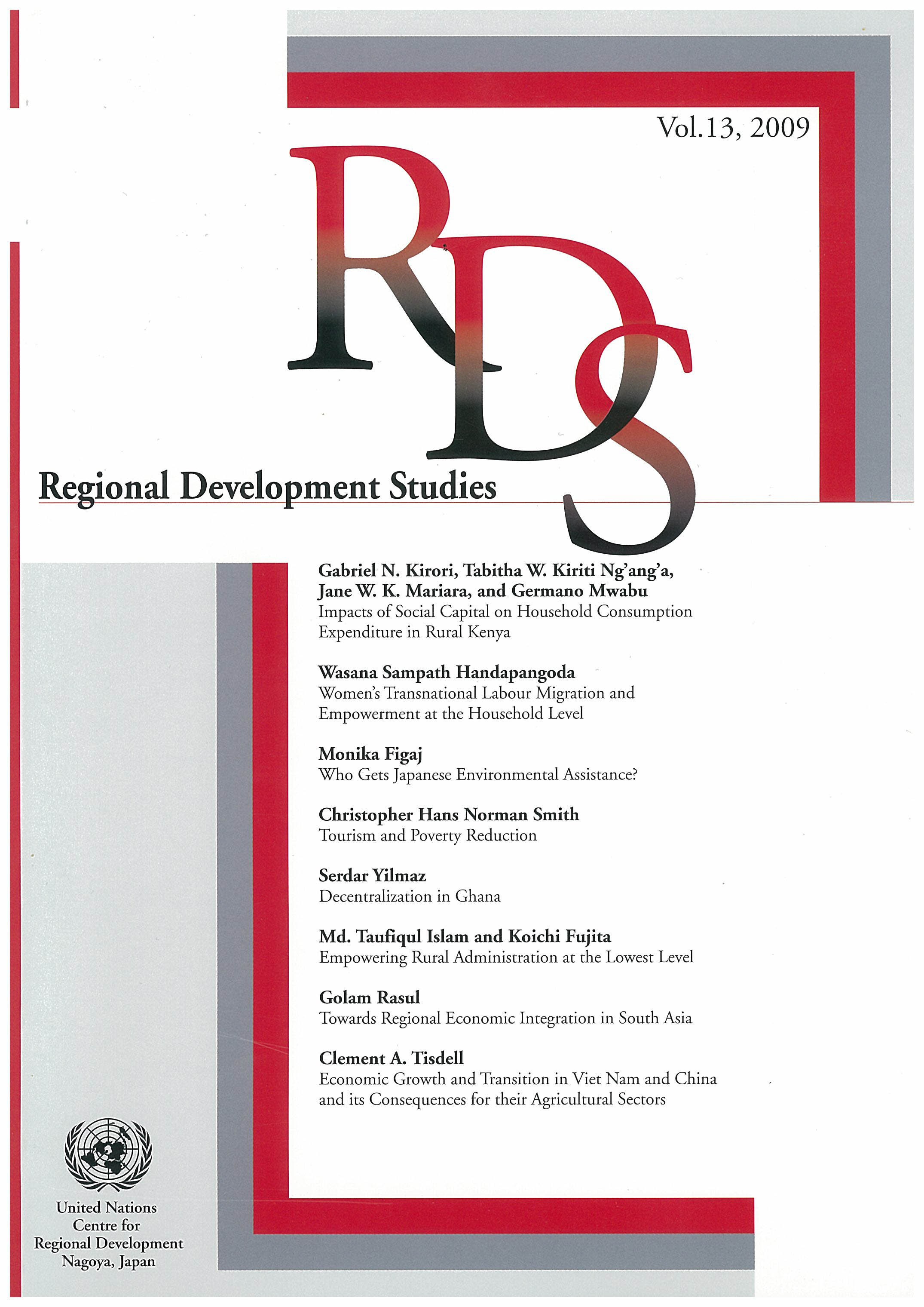 Cover of the Regional Development Studies (RDS), Vol. 13, 2009