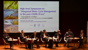 Experts on Water and Disaster on a stage for a panel disscussion, ICFM9, 18 February 2023