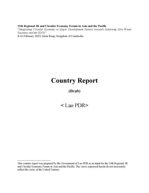cover of country paper by Lao PDR for the 11th 3R Forum 