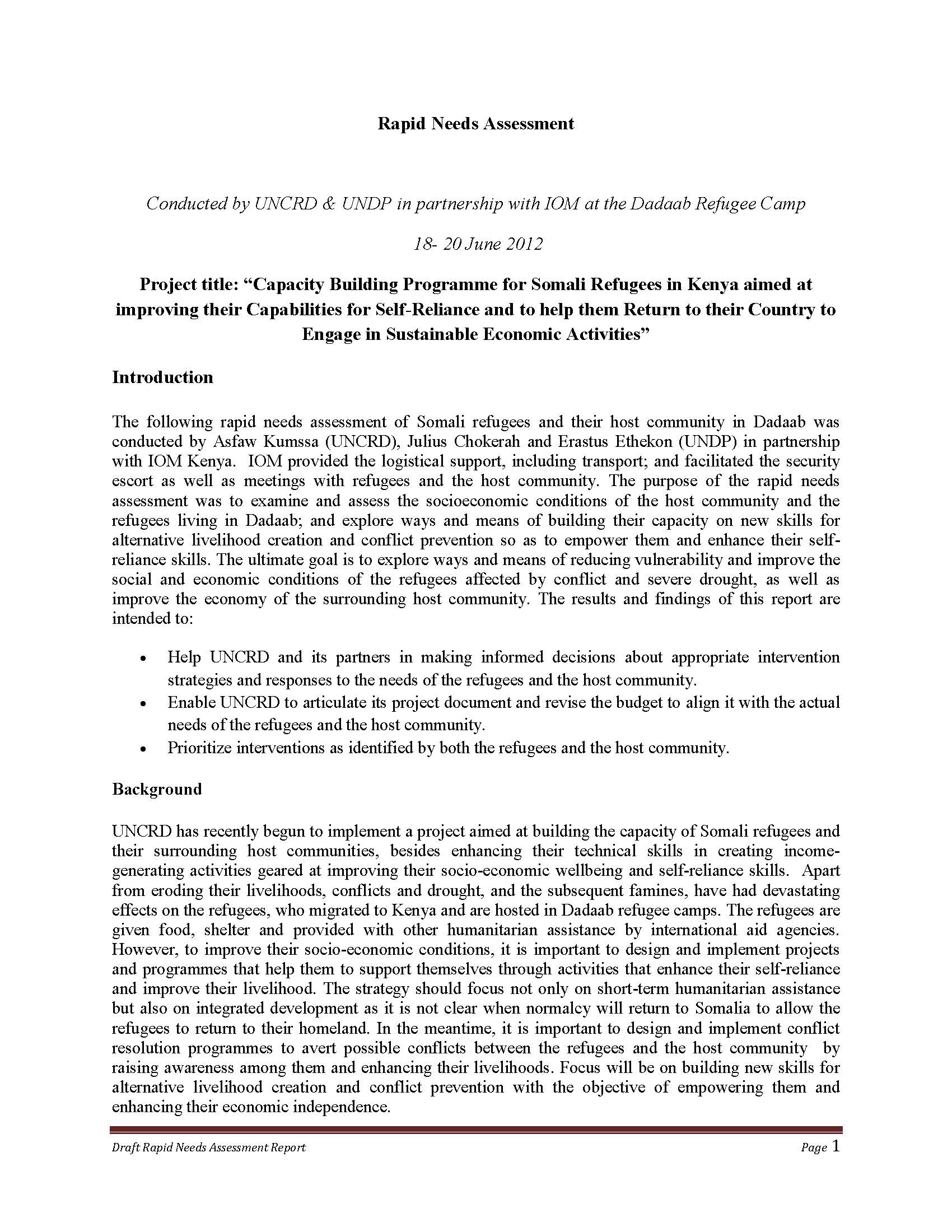 Publications By Theme Social Dimension United Nations Centre For   20120712 Rapid Needs Assessment Dadaab 12 07 2012 Cover 